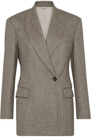 Brunello Cucinelli Blazer con doble botonadura y estampado de espiga