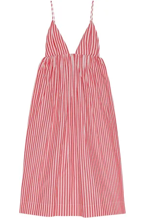 Ganni Vestido con motivo de rayas y cuello en V