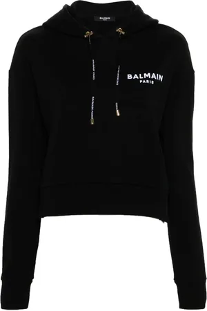 Balmain Hoodie con logo afelpado