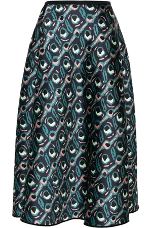 ODEEH Falda midi con estampado abstracto