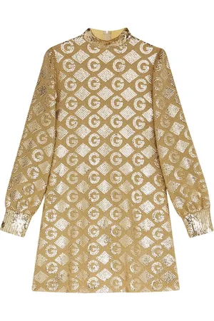 Gucci Vestido de lamé con motivo de G y rombos