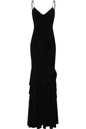 NISSA Vestido largo con diseño texturizado y volantes