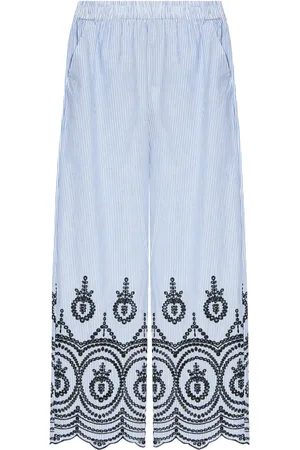Munthe Pantalones con rayas y motivo bordado