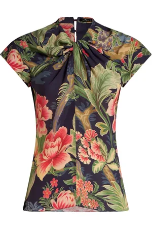 Etro Top con estampado floral y cuello retorcido