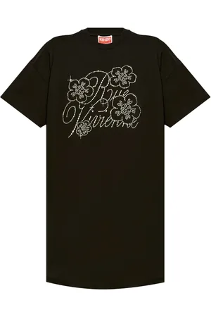 Kenzo Vestido corto estilo playera con apliques