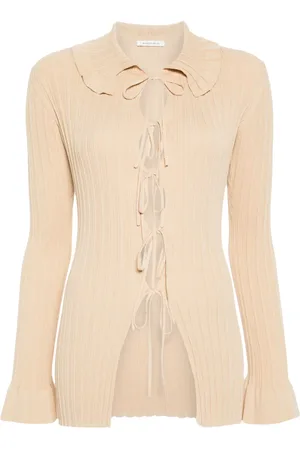 By Malene Birger Cárdigan tejido de canalé con volantes