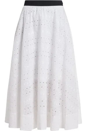 Karl Lagerfeld Falda midi con bordado inglés
