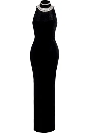 Balmain Vestido de fiesta de terciopelo con detalles de cristales