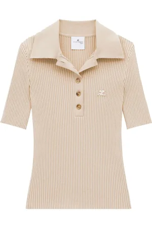 Courrèges Playera tipo polo tejida de canalé Iconic
