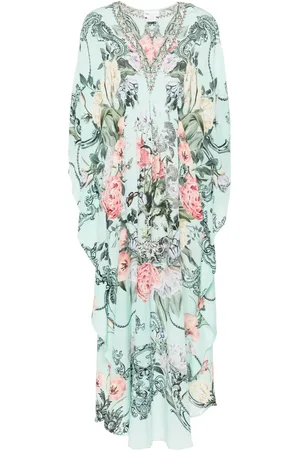 Camilla Vestido de seda largo con estampado floral