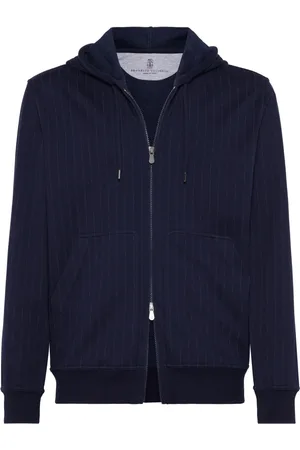 Brunello Cucinelli Hoodie con cierre y estampado de rayas diplomáticas