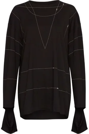 Maison Margiela Sudadera con hombros caídos y rayas estampadas