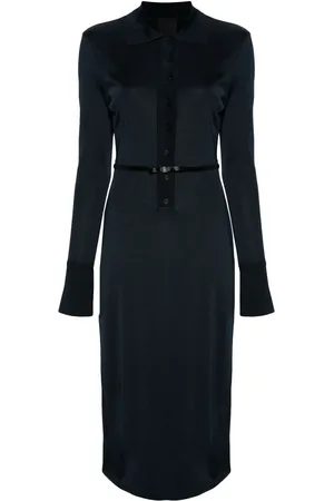 Givenchy Vestido midi con cuello de playera tipo polo y cinturón