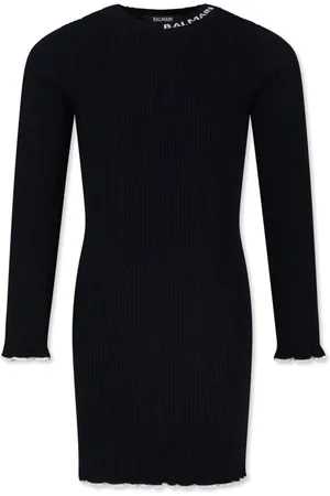 Balmain Vestido tejido de canalé con logo en jacquard