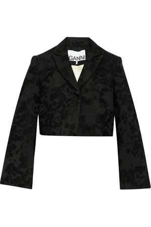 Ganni Blazer corto con bordado floral