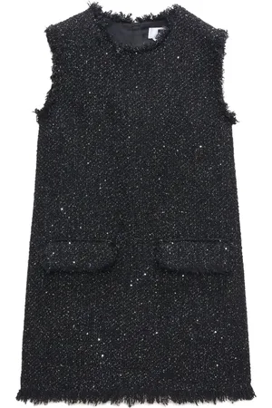 Msgm Vestido corto de tweed con bordes deshilachados