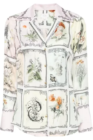 Camilla Camisa de seda con estampado botánico