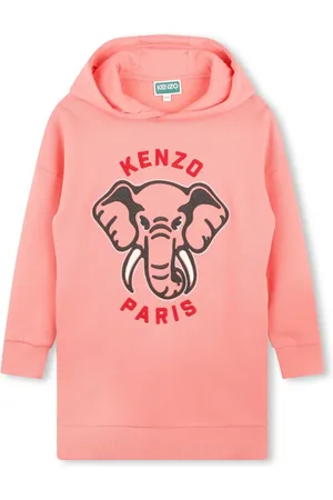 Kenzo Vestido estilo hoodie con elefante estampado