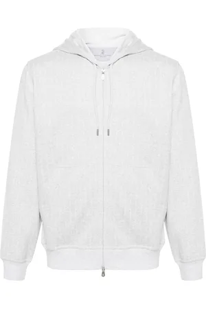 Brunello Cucinelli Hoodie con cierre y motivo de rayas