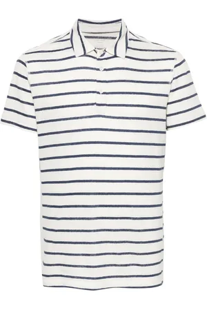 Majestic Playera tipo polo con motivo de rayas
