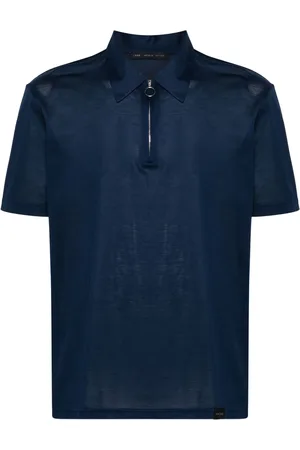 LOW BRAND Playera tipo polo de piqué con cierre