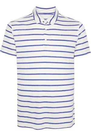 Majestic Playera tipo polo con motivo de rayas