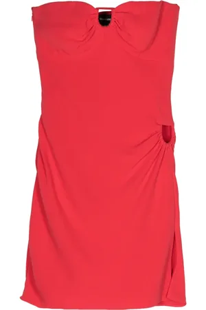 Giorgio Armani Vestido corto de seda fruncido con aberturas 2000