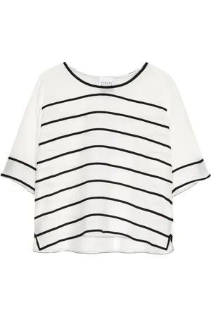 Edward Achour Paris Playera de seda con rayas estampadas