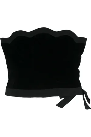 Saint Laurent Top de terciopelo con bordes festoneados 1970