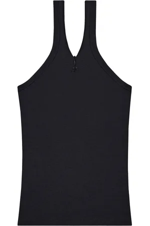 Courrèges Top tejido de canalé con logo bordado