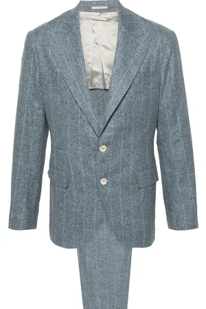 Brunello Cucinelli Traje con efecto moteado y motivo de rayas