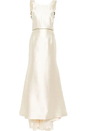 VALENTINO GARAVANI Vestido largo de seda con detalle de hebilla 2000