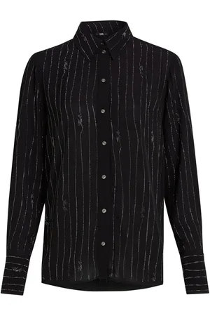 Karl Lagerfeld Camisa con detalles de strass y rayas diplomáticas estampadas