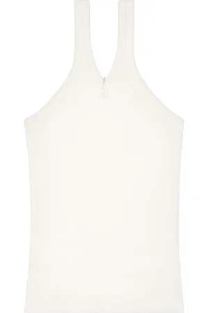 Courrèges Top tejido de canalé con logo bordado