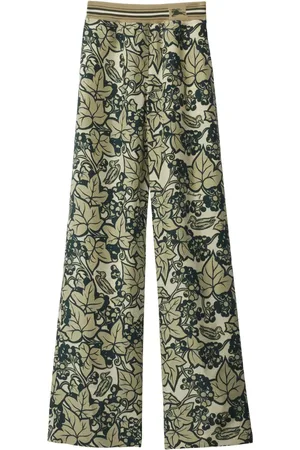 Burberry Pantalones de seda con estampado gráfico