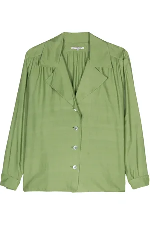 Saint Laurent Camisa de seda con mangas farol 1970