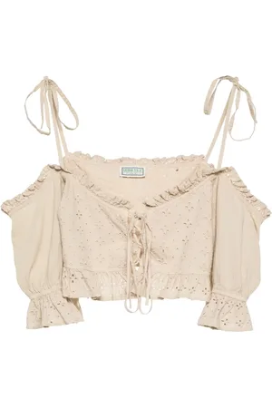 Guess Top corto con bordado inglés