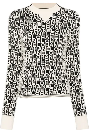 CHANEL Suéter con logo en intarsia 2001