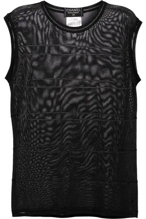 CHANEL Top tejido con motivo de rayas 1997