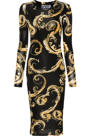 VERSACE Vestido midi con estampado Chromo Couture