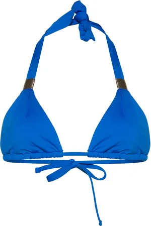 Heidi Klein Top de bikini estilo triángulo con detalle fruncido