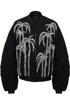 Balmain Chamarra bomber de tweed con palmeras estampadas