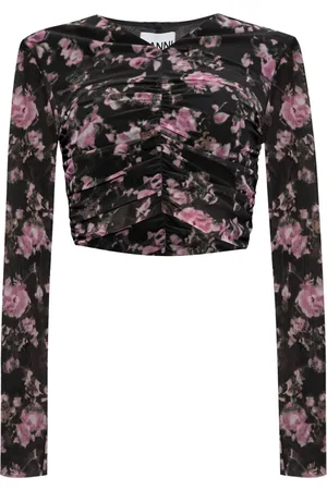 Ganni Blusa fruncida con estampado floral