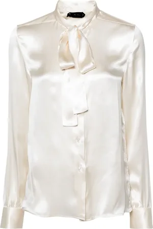 Tom Ford Camisa de seda con moño en el cuello