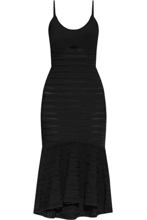 Victoria Beckham Vestido midi de tejido calado y aberturas