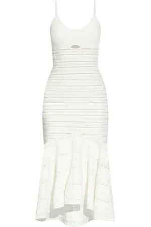 Victoria Beckham Vestido midi de tejido calado y aberturas