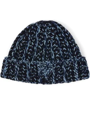 Prada Gorro tejido de canalé con logo triangular