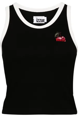 Izzue Top con ribete en contraste y logo bordado