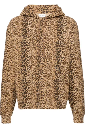 Saint Laurent Sudadera con capucha y estampado de leopardo