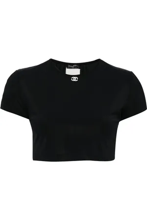 CHANEL Playera corta con logo CC bordado 1990-2000